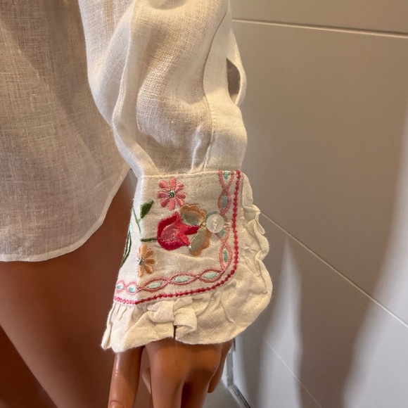 Bella Tu by Gorsuch Floral Embroidered White Blouse large - Picture 3 of 10